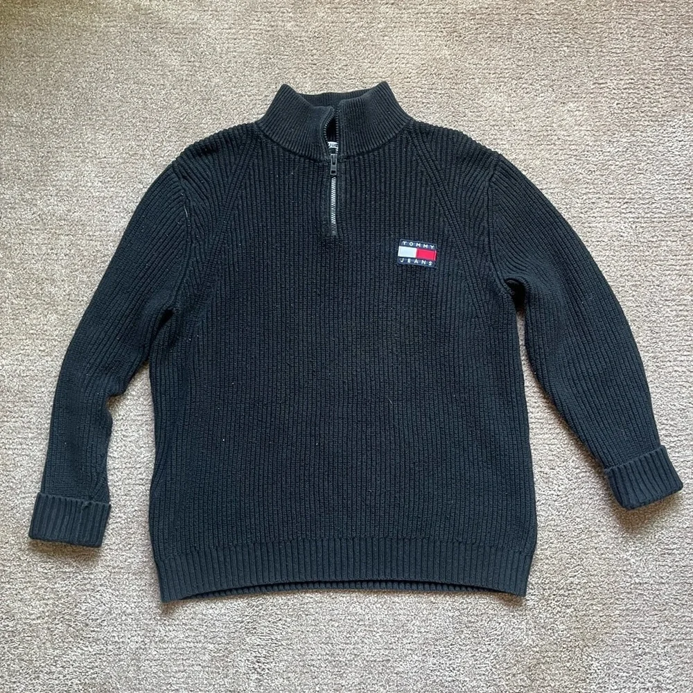 VTG 00’s Tommy Jeans Knit Black Quarter Zip